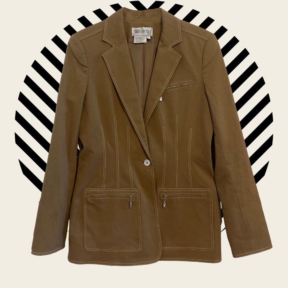 Cotton Blazer topstitch in while